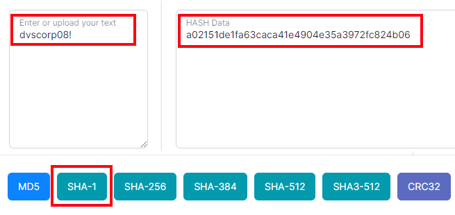SHA-1 Hashed Password